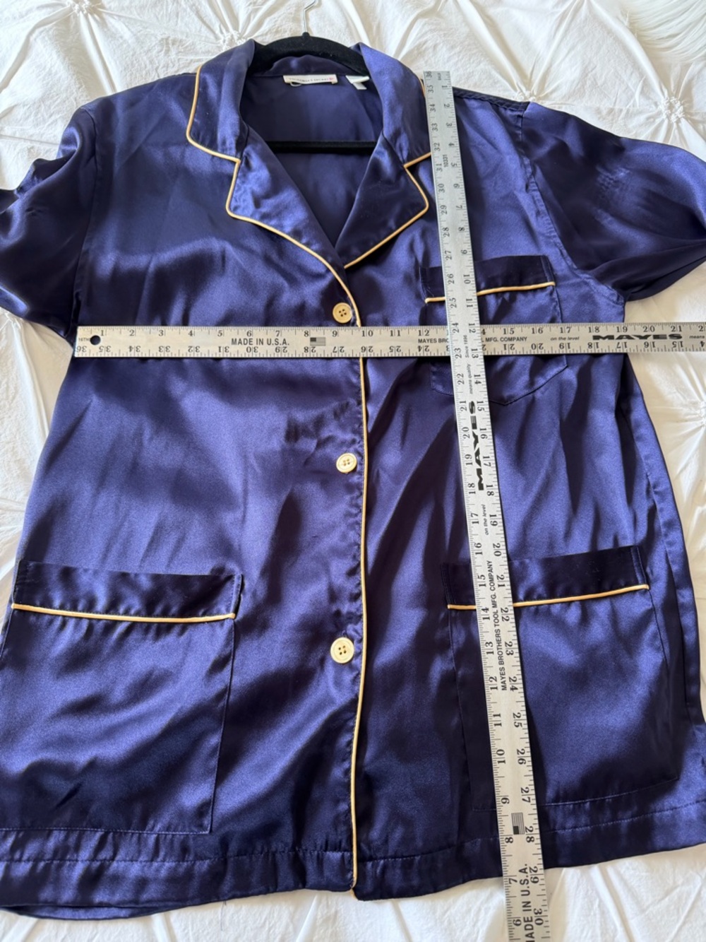 Victoria’s Secret Purple Satin Pajama Set Gold Piping Size Small - Picture 6 of 8